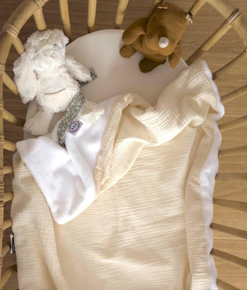 Couverture bébé écru en laine polaire toute douce - Cadeau naissance